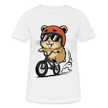 Cycliste hamster avec casque et lunettes de soleil - T-shirt respirant Femme - blanc - Devant - AI Model Female 172 dark (172cm)