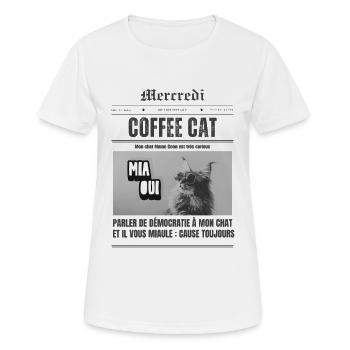 Coffee Cat Democracy - Women's Breathable T-Shirt - white - Front - AI Model Female 172 dark (172cm)