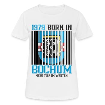 1979 Born in Bochum Crest - Frauen T-Shirt atmungsaktiv - Weiß - Vorne - AI Model Female 172 dark (172cm)