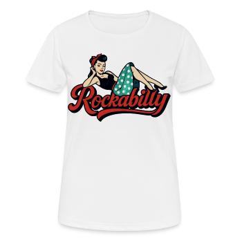 Rockabilly Frau 50er liegend Petticoat Geschenk - Frauen T-Shirt atmungsaktiv - Weiß - Vorne - AI Model Female 172 dark (172cm)