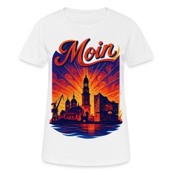 Silhouette de Hambourg Moin City Splendeur Elbe Cadeau - T-shirt respirant Femme - blanc - Devant - AI Model Female 172 dark (172cm)