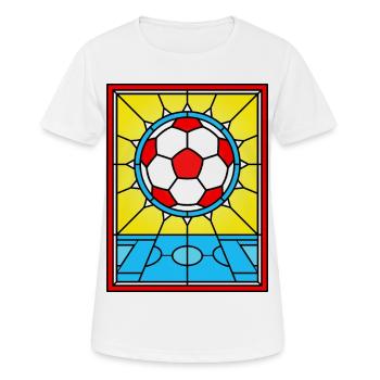 Buntglas Fußball- und Fußballplatz - Frauen T-Shirt atmungsaktiv - Weiß - Vorne - AI Model Female 172 dark (172cm)