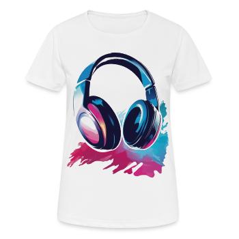 Headset Kopfhörer - Frauen T-Shirt atmungsaktiv - Weiß - Vorne - AI Model Female 172 dark (172cm)