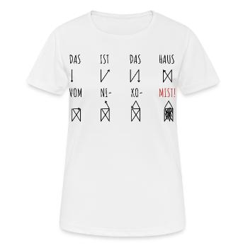 Voici la maison de Saint Nicolas | Erreurs absurdes - T-shirt respirant Femme - blanc - Devant - AI Model Female 172 dark (172cm)