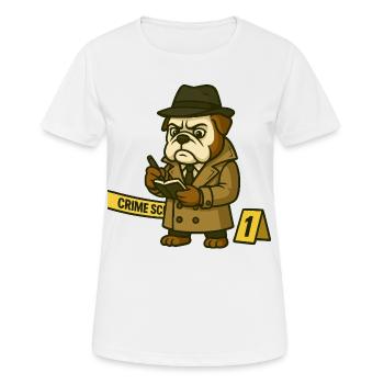 Détective Bulldog sur Crime Scene Notes - T-shirt respirant Femme - blanc - Devant - AI Model Female 172 dark (172cm)