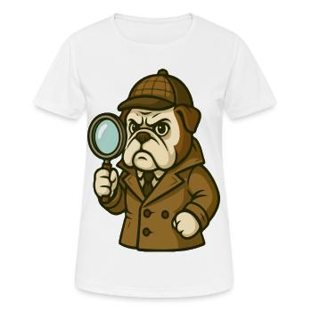 Detective Bulldog mit klassischem Sherlock-Look - Frauen T-Shirt atmungsaktiv - Weiß - Vorne - AI Model Female 172 dark (172cm)