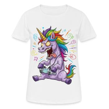 Joueur de licornes arc-en-ciel complètement drôle - T-shirt respirant Femme - blanc - Devant - AI Model Female 172 dark (172cm)