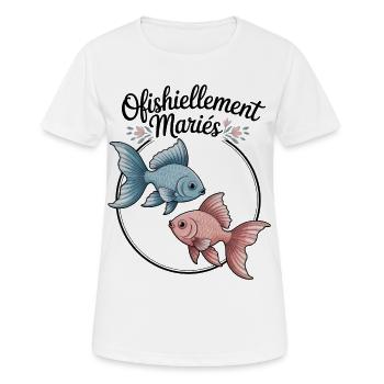 Ofishiellement Ehe-Humor-Pfirsich-Hochzeitspaar - Frauen T-Shirt atmungsaktiv - Weiß - Vorne - AI Model Female 172 dark (172cm)