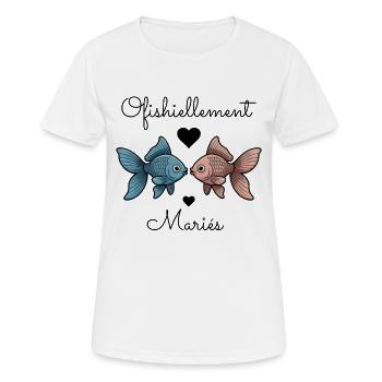 Ofishiellement Ehe-Humor-Pfirsich-Hochzeitspaar - Frauen T-Shirt atmungsaktiv - Weiß - Vorne - AI Model Female 172 dark (172cm)