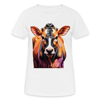Farbenfrohes Kuhporträt - Frauen T-Shirt atmungsaktiv - Weiß - Vorne - AI Model Female 172 dark (172cm)