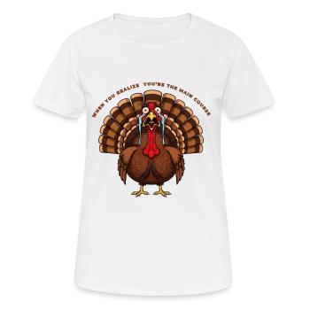 Lustiges Thanksgiving-Truthahndesign - Frauen T-Shirt atmungsaktiv - Weiß - Vorne - AI Model Female 172 dark (172cm)