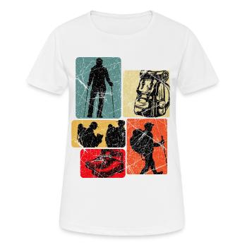 Wanderpfad Collage - Frauen T-Shirt atmungsaktiv - Weiß - Vorne - AI Model Female 172 dark (172cm)