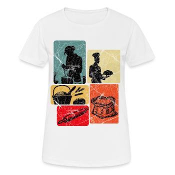 Kochatelier Popart Collage - Frauen T-Shirt atmungsaktiv - Weiß - Vorne - AI Model Female 172 dark (172cm)