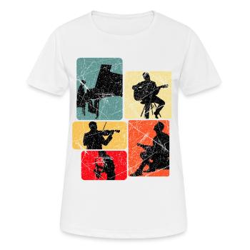 Musik Silhouetten Collage - Frauen T-Shirt atmungsaktiv - Weiß - Vorne - AI Model Female 172 dark (172cm)