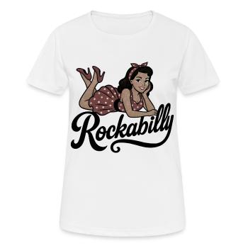 Rockabilly Frau 50er liegend Petticoat Geschenk - Frauen T-Shirt atmungsaktiv - Weiß - Vorne - AI Model Female 172 dark (172cm)