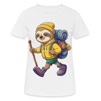 Randonnée paresseuse mignonne camping Aventure Backpacker - T-shirt respirant Femme - blanc - Devant - AI Model Female 172 dark (172cm)