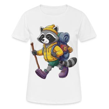 Camping de randonnée raton laveur mignon Backpacker - T-shirt respirant Femme - blanc - Devant - AI Model Female 172 dark (172cm)