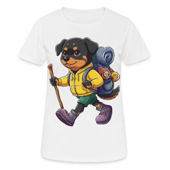 Rottweiler Randonnée Camping Aventure Backpacker - T-shirt respirant Femme - blanc - Devant - AI Model Female 172 dark (172cm)