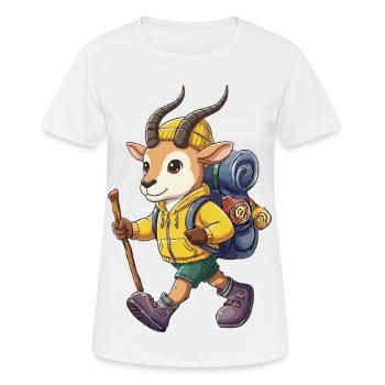 Charmante antilope randonnée camping Aventure Backpacker - T-shirt respirant Femme - blanc - Devant - AI Model Female 172 dark (172cm)