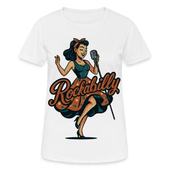 Rockabilly Kohlemikrofon Singen 50er Geschenk - Frauen T-Shirt atmungsaktiv - Weiß - Vorne - AI Model Female 172 dark (172cm)