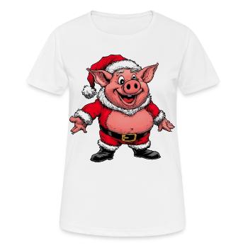 Schweinchen Weihnachtsmann - Frauen T-Shirt atmungsaktiv - Weiß - Vorne - AI Model Female 172 dark (172cm)