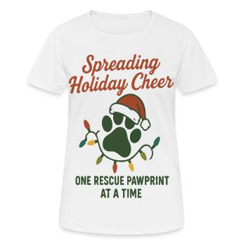 Holiday Cheer Rescue Pawprint Christmas Art - Women's Breathable T-Shirt - white - Front - AI Model Female 172 dark (172cm)