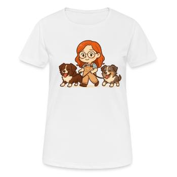 Bleu ciel avec Misha et Moon - T-shirt respirant Femme - blanc - Devant - AI Model Female 172 dark (172cm)