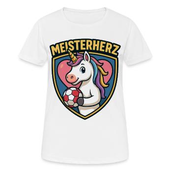 Unicorn Handball Master's Heart, Heart Team Love - Women's Breathable T-Shirt - white - Front - AI Model Female 172 dark (172cm)