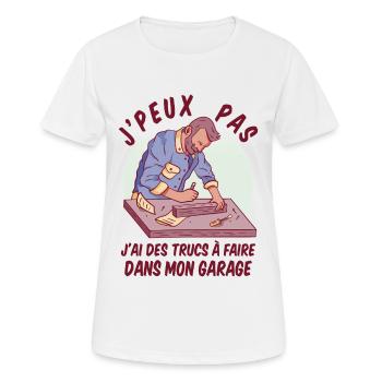 Ich kann nicht Garagenhumor DIY machen - Frauen T-Shirt atmungsaktiv - Weiß - Vorne - AI Model Female 172 dark (172cm)