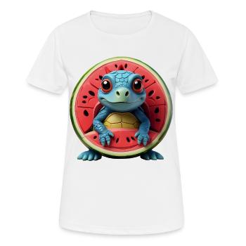 Melon turtle in the fruit core - Women's Breathable T-Shirt - white - Front - AI Model Female 172 dark (172cm)