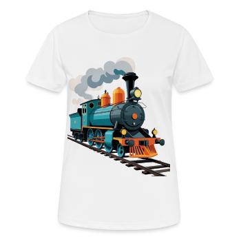 Dampflok Farbexplosion - Frauen T-Shirt atmungsaktiv - Weiß - Vorne - AI Model Female 172 dark (172cm)
