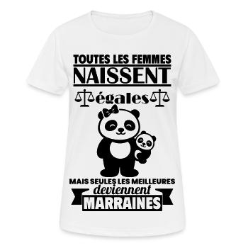 Marraine Cadeau Femme Panda Bébé - T-shirt respirant Femme - blanc - Devant - AI Model Female 172 dark (172cm)