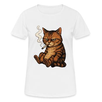 Smoking Cat - Frauen T-Shirt atmungsaktiv - Weiß - Vorne - AI Model Female 172 dark (172cm)