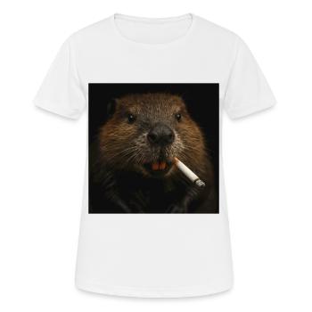 Smoking Beaver - Frauen T-Shirt atmungsaktiv - Weiß - Vorne - AI Model Female 172 dark (172cm)