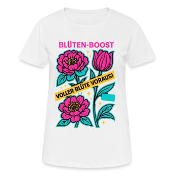 Impulsion de la Fleur, Puissance du Ressort, Fleur à Venir - T-shirt respirant Femme - blanc - Devant - AI Model Female 172 dark (172cm)