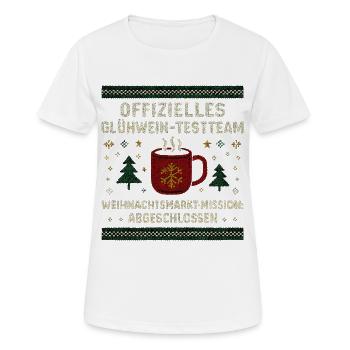 Glühwein Testteam, Weihnachtsmarkt Held - Frauen T-Shirt atmungsaktiv - Weiß - Vorne - AI Model Female 172 dark (172cm)