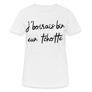 Ich würde bin eun tchotte trinken, humor chti du Nord - Frauen T-Shirt atmungsaktiv - Weiß - Vorne - AI Model Female 172 dark (172cm)