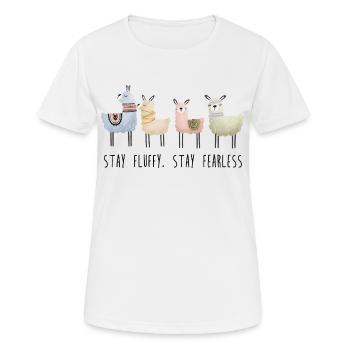 Reste duveteux, reste intrépide Alpaga - T-shirt respirant Femme - blanc - Devant - AI Model Female 172 dark (172cm)