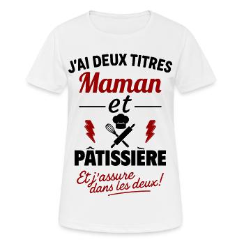 Maman Pâtissière Deux Titres Humour - T-shirt respirant Femme - blanc - Devant - AI Model Female 172 dark (172cm)