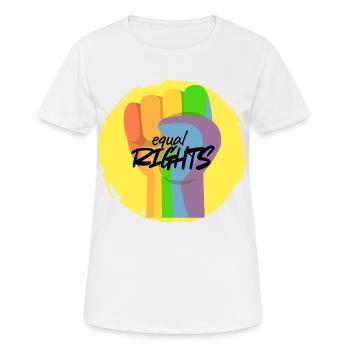 Regenbogenfaust Pride Gleichberechtigung - Frauen T-Shirt atmungsaktiv - Weiß - Vorne - AI Model Female 172 dark (172cm)