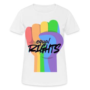 Regenbogenfaust Gleichberechtigung - Frauen T-Shirt atmungsaktiv - Weiß - Vorne - AI Model Female 172 dark (172cm)