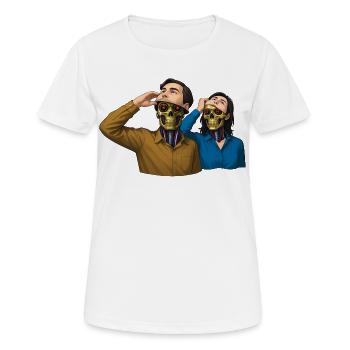 WIR SIND HIER – Geek & Science-Fiction - Frauen T-Shirt atmungsaktiv - Weiß - Vorne - AI Model Female 172 dark (172cm)