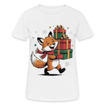 Fuchs mit Weihnachtsgeschenken - Frauen T-Shirt atmungsaktiv - Weiß - Vorne - AI Model Female 172 dark (172cm)