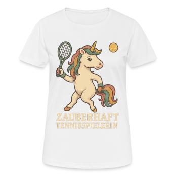Einhorn Tennis, Mädchenzauber - Frauen T-Shirt atmungsaktiv - Weiß - Vorne - AI Model Female 172 dark (172cm)