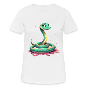 Tealschlange mit Farbspritzern - Frauen T-Shirt atmungsaktiv - Weiß - Vorne - AI Model Female 172 dark (172cm)