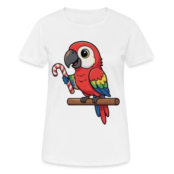 Perroquet joyeux avec une canne d’orge d’orge - T-shirt respirant Femme - blanc - Devant - AI Model Female 172 dark (172cm)