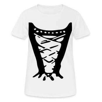 Victorian Corset Line Art – Edles Fashion Design - Frauen T-Shirt atmungsaktiv - Weiß - Vorne - AI Model Female 172 dark (172cm)