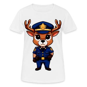 Police de la chasse au cerf - T-shirt respirant Femme - blanc - Devant - AI Model Female 172 dark (172cm)