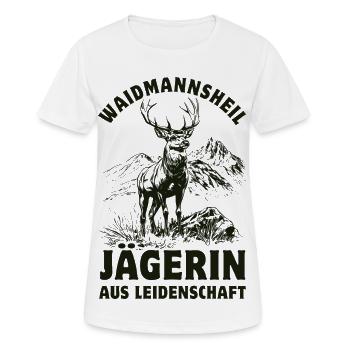 Waidmannsheil - Jägerin aus Leidenschaft - Frauen T-Shirt atmungsaktiv - Weiß - Vorne - AI Model Female 172 dark (172cm)