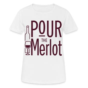 Pour the Merlot Wine Saying for Connoisseurs - Women's Breathable T-Shirt - white - Front - AI Model Female 172 dark (172cm)